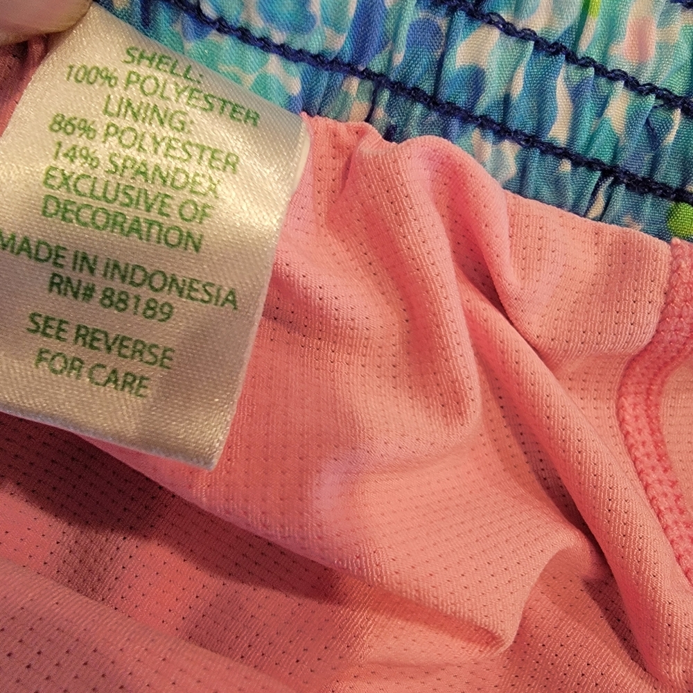 Lilly Pulitzer Pink and Blue Athletic Luxletic Shorts Vibrant Design Size Small - Picture 9 of 14